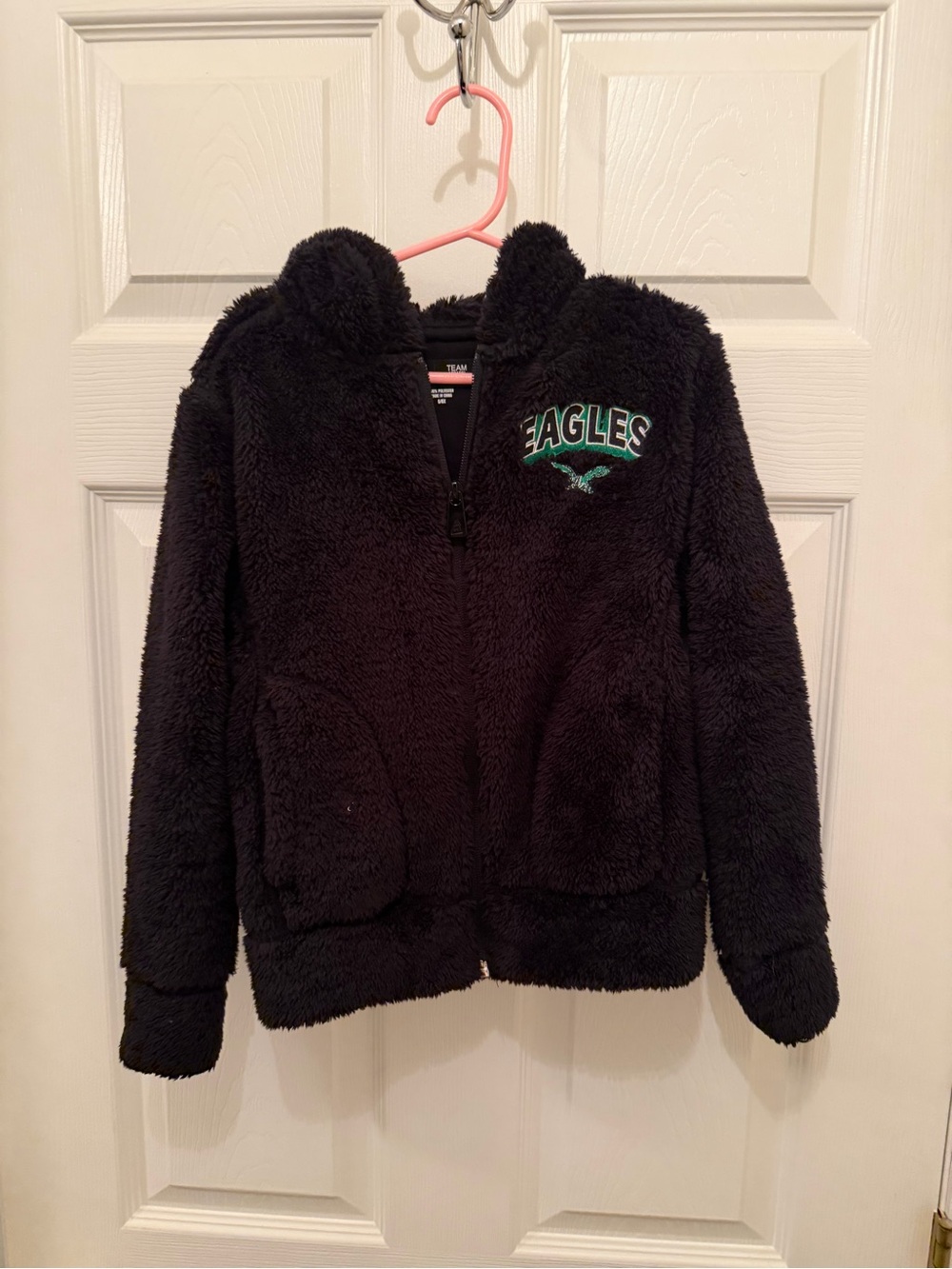 NFL Black Plush Eagles Zip-Up Hoodie for Kids